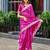 Rani pink soft shimmer chiffon embroidery work designer party wear festive saree with unstitched blouse piece