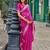 Rani pink soft shimmer chiffon embroidery work designer party wear festive saree with unstitched blouse piece