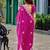 Rani pink soft shimmer chiffon embroidery work designer party wear festive saree with unstitched blouse piece