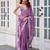 Lavender soft shimmer chiffon embroidery work designer party wear festive saree with unstitched blouse piece