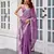 Lavender soft shimmer chiffon embroidery work designer party wear festive saree with unstitched blouse piece