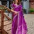 Purple soft shimmer chiffon embroidery work designer party wear festive saree with unstitched blouse piece
