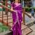 Purple soft shimmer chiffon embroidery work designer party wear festive saree with unstitched blouse piece