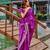 Purple soft shimmer chiffon embroidery work designer party wear festive saree with unstitched blouse piece