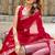 Red soft shimmer chiffon embroidery work designer party wear festive saree with unstitched blouse piece