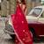 Red soft shimmer chiffon embroidery work designer party wear festive saree with unstitched blouse piece