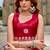 Red soft shimmer chiffon embroidery work designer party wear festive saree with unstitched blouse piece
