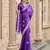 Plum soft shimmer chiffon embroidery work designer party wear festive saree with unstitched blouse piece