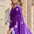 Plum soft shimmer chiffon embroidery work designer party wear festive saree with unstitched blouse piece