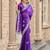 Plum soft shimmer chiffon embroidery work designer party wear festive saree with unstitched blouse piece