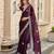 Wine soft shimmer chiffon embroidery work designer party wear festive saree with unstitched blouse piece