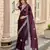 Wine shimmer chiffon embroidery saree with unstitched blouse piece