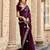Wine soft shimmer chiffon embroidery work designer party wear festive saree with unstitched blouse piece