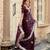 Wine soft shimmer chiffon embroidery work designer party wear festive saree with unstitched blouse piece