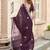 Wine soft shimmer chiffon embroidery work designer party wear festive saree with unstitched blouse piece