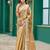 Gold soft shimmer chiffon embroidery work designer party wear festive saree with unstitched blouse piece