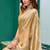 Gold soft shimmer chiffon embroidery work designer party wear festive saree with unstitched blouse piece