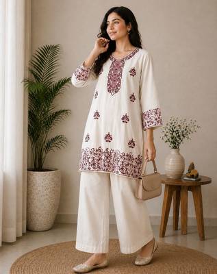 Trendy rayon cotton embroidered co-ord set for women 1
