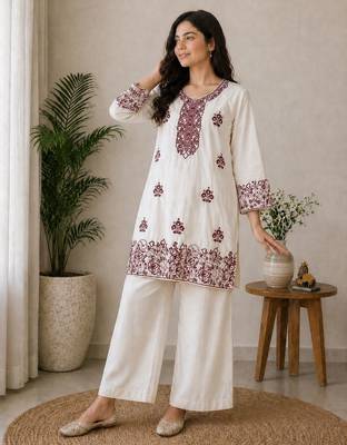 Trendy rayon cotton embroidered co-ord set for women 2