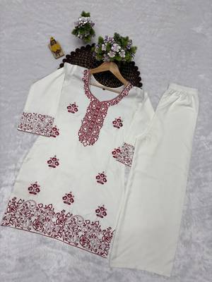 Trendy rayon cotton embroidered co-ord set for women 3