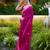 Rani pink soft shimmer chiffon embroidery work designer party wear festive saree with unstitched blouse piece