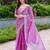 Lavender soft shimmer chiffon embroidery work designer party wear festive saree with unstitched blouse piece