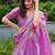 Lavender soft shimmer chiffon embroidery work designer party wear festive saree with unstitched blouse piece