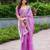 Lavender soft shimmer chiffon embroidery work designer party wear festive saree with unstitched blouse piece
