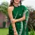 Green soft shimmer chiffon embroidery work designer party wear festive saree with unstitched blouse piece
