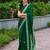 Green soft shimmer chiffon embroidery work designer party wear festive saree with unstitched blouse piece