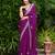 Purple soft shimmer chiffon embroidery work designer party wear festive saree with unstitched blouse piece