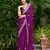 Purple soft shimmer chiffon embroidery work designer party wear festive saree with unstitched blouse piece