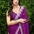 Purple soft shimmer chiffon embroidery work designer party wear festive saree with unstitched blouse piece