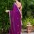 Purple soft shimmer chiffon embroidery work designer party wear festive saree with unstitched blouse piece