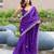 Plum soft shimmer chiffon embroidery work designer party wear festive saree with unstitched blouse piece