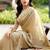 Gold soft shimmer chiffon embroidery work designer party wear festive saree with unstitched blouse piece