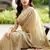 Gold soft shimmer chiffon embroidery work designer party wear festive saree with unstitched blouse piece
