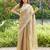 Gold soft shimmer chiffon embroidery work designer party wear festive saree with unstitched blouse piece