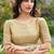 Gold soft shimmer chiffon embroidery work designer party wear festive saree with unstitched blouse piece