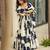 Printed cambric cotton full flaired gown