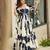 Printed cambric cotton full flaired gown