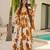 Printed cambric cotton full flaired gown