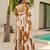 Printed cambric cotton full flaired gown