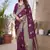 Wine pure pethani silk with jari weave saree with unstitched blouse piece
