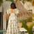 Printed cambric cotton full flaired gown