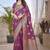 Purple soft  silk blend with zari weave work designer party wear festive saree with unstitched blouse piece