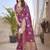 Purple soft  silk blend with zari weave work designer party wear festive saree with unstitched blouse piece
