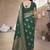 Green soft  silk blend with zari weave work designer party wear festive saree with unstitched blouse piece