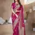 Rani pink soft  silk blend with zari weave work designer party wear festive saree with unstitched blouse piece