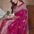 Rani pink soft  silk blend with zari weave work designer party wear festive saree with unstitched blouse piece